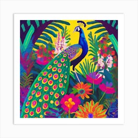 Peacock In The Jungle 7 Art Print