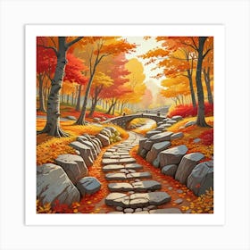 Whimsical Fall In Forest Road Art Print (5) Art Print