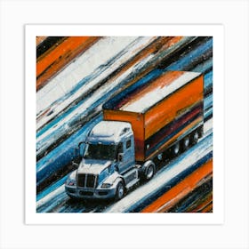 Semi Truck On The Road 1 Art Print