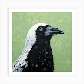 Ohara Koson Inspired Bird Painting Crow 2 Square Art Print