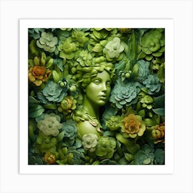 Green Woman In A Garden Art Print