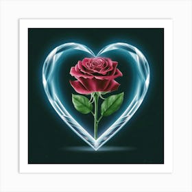 Rose In A crystal Heart Art Print