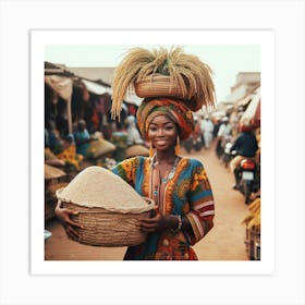 African Woman With Basket Art Print