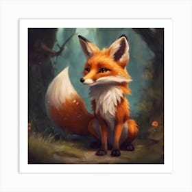 Little fox in the forest Art Print