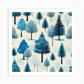 Forest of blue trees Art Print