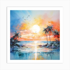 AI Sapphire Serenity: Caribbean Canvas Art Print