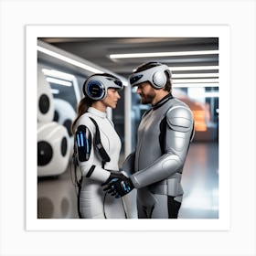 Futuristic Couple In Space 1 Art Print