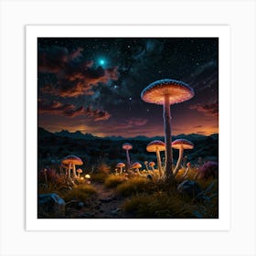 Mushroom In The Night Sky Art Print