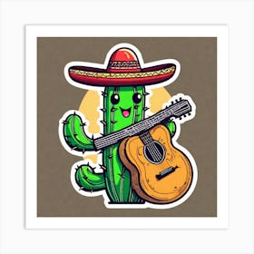 Cactus With Guitar 10 Art Print