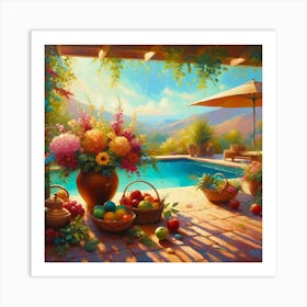 Garden By The Pool Art Print