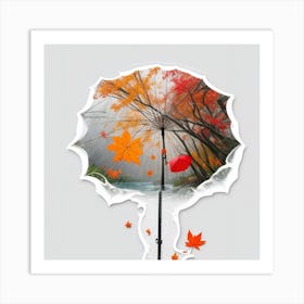 An Umbrella Falling To The Ground Rain Falling 2 Art Print