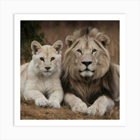 White Lion And Cub Art Print