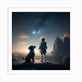 Chasing Stars: A Canine Guide Art Print