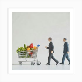 Businessmen With Shopping Cart Art Print