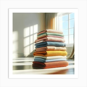 Stack Of Colorful Blankets Art Print