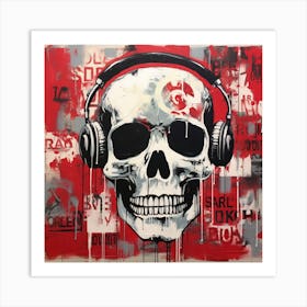 Skull With Headphones 1 Art Print