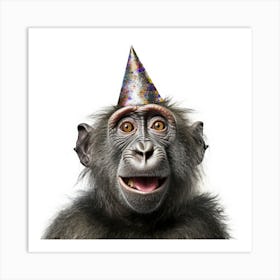 Chimpanzee In Party Hat Art Print