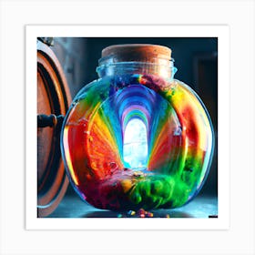 Rainbow In A Jar Colorful Candle Wax Art Art Print