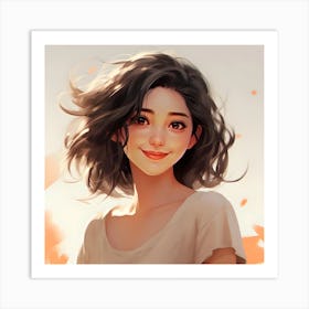 Asian Girl Anime Art Print