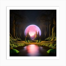 Full Moon In The Forest Art Print