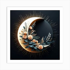 3d Half Sun Half Moon Art Print