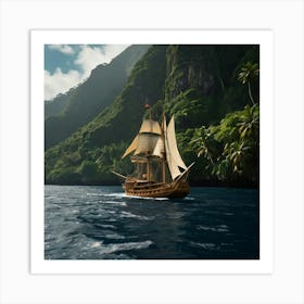 Pirate Ship In The Ocean Art Print