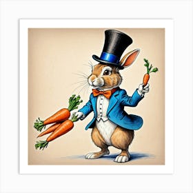 Rabbit With Carrots 33 Art Print