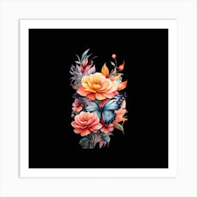 Flowers And Butterflies Art Print