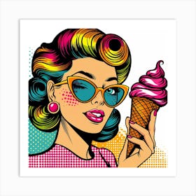 Pop Girl With Ice Cream Art Print