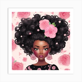 Black Girl With Flowers Art Print