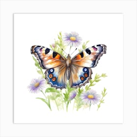 Butterfly On Daisies Art Print