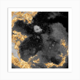 100 Nebulas in Space with Stars Abstract in Black and Gold n.092 Art Print