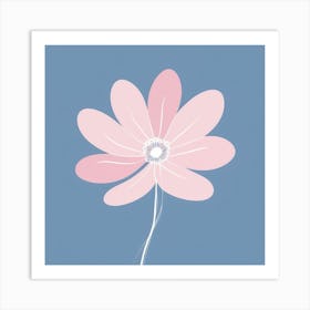 A White And Pink Flower In Minimalist Style Square Composition 316 Art Print