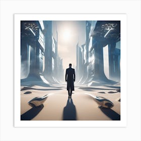 Man Walking In The Desert 6 Art Print