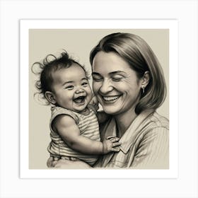 Portrait Of A Mother And Child Art Print