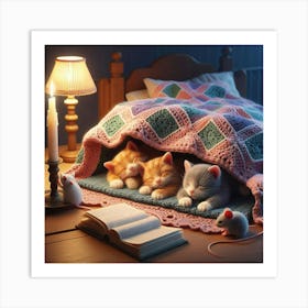 Kittens In Bed Art Print