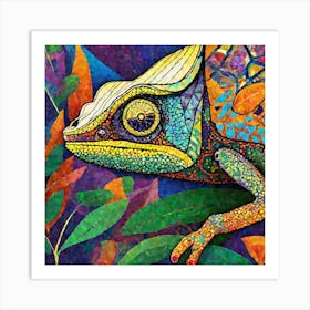 A Stunning Minimalist Abstract Art Featuring A Vibrant Chameleon Elegantly Adorned With An Array Of 668911348 (2) Art Print