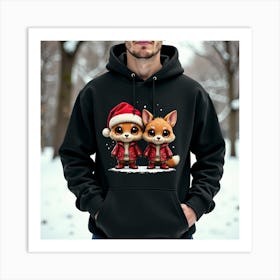 Christmas Foxes 2 Art Print