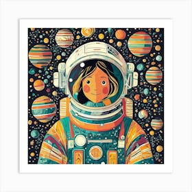 Girl In Space Art Print