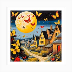 Night With Butterflies Art Print