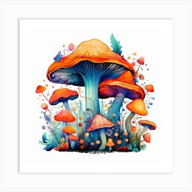 Colorful Mushrooms 3 Art Print