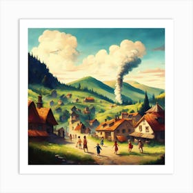 Village In The Mountains Art Print