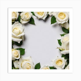 White Roses On White Background Art Print