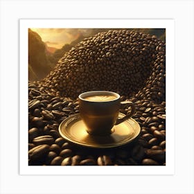 Coffee Cup On Coffee Beans 7 Art Print