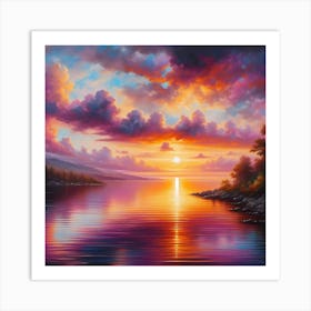 Sunset Over The Lake Art Print