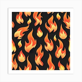 Flames On Black Background 67 Art Print