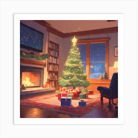 Christmas Tree In The Living Room 41 Art Print