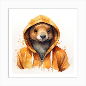 Watercolour Cartoon Platypus In A Hoodie 1 Art Print