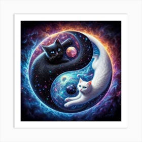 Yin Yang Cats Art Print