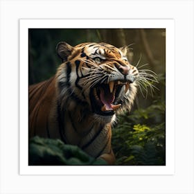 Tiger Roaring In The Forest 1 Art Print